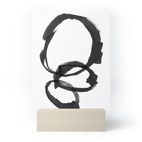 GalleryJ9 Black and White Round Abstract Shapes Minimalist Ink Painting Mini Art Print