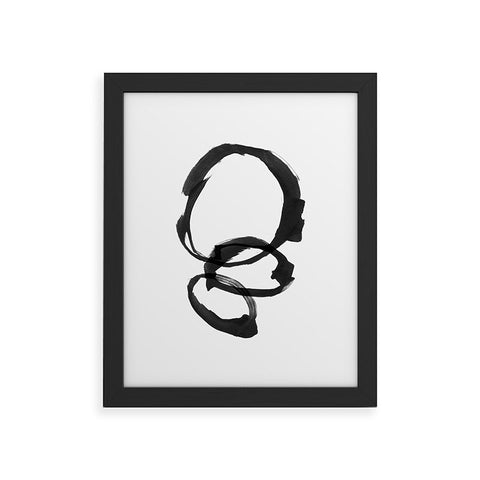 GalleryJ9 Black and White Round Abstract Shapes Minimalist Ink Painting Framed Art Print