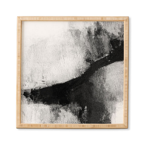 GalleryJ9 Black and White Textured Abstract Painting Delve 2 Framed Wall Art