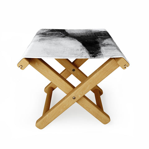 GalleryJ9 Black and White Textured Abstract Painting Delve 2 Folding Stool