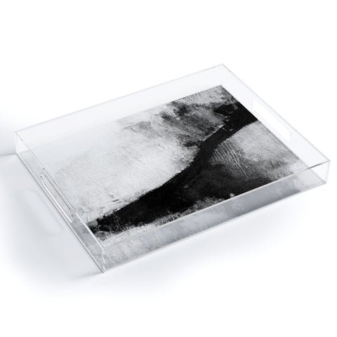 GalleryJ9 Black and White Textured Abstract Painting Delve 2 Acrylic Tray