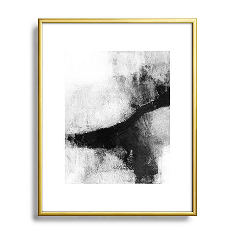 GalleryJ9 Black and White Textured Abstract Painting Delve 2 Metal Framed Art Print