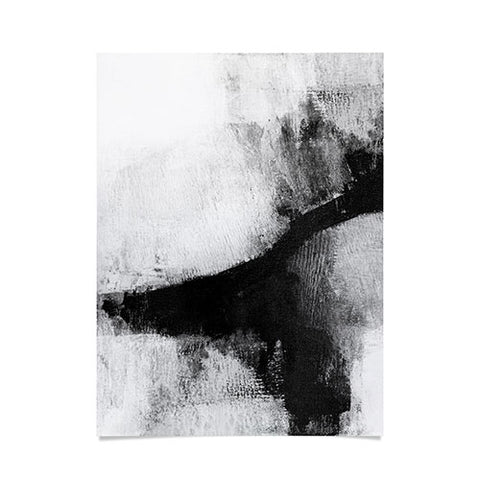 GalleryJ9 Black and White Textured Abstract Painting Delve 2 Poster