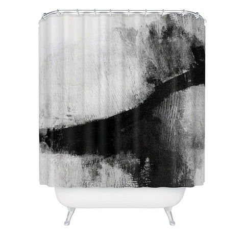 GalleryJ9 Black and White Textured Abstract Painting Delve 2 Shower Curtain