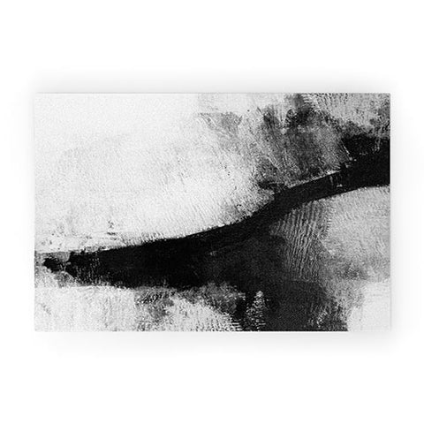 GalleryJ9 Black and White Textured Abstract Painting Delve 2 Welcome Mat