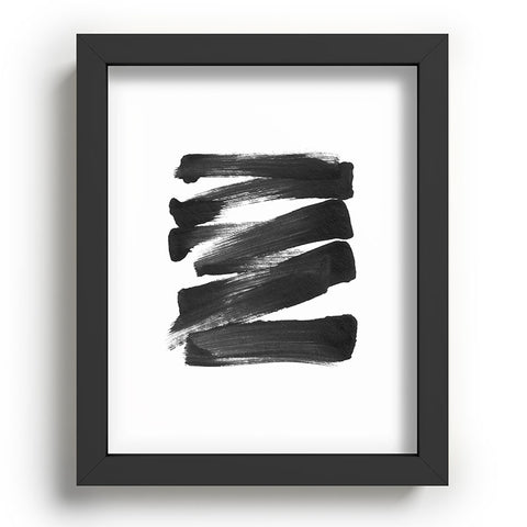 GalleryJ9 Black Brushstrokes Abstract Ink Painting Recessed Framing Rectangle