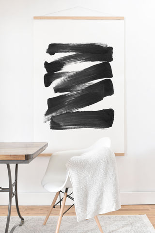 GalleryJ9 Black Brushstrokes Abstract Ink Painting Art Print And Hanger