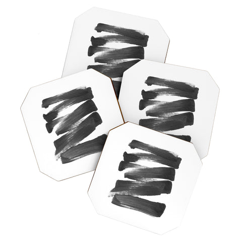 GalleryJ9 Black Brushstrokes Abstract Ink Painting Coaster Set
