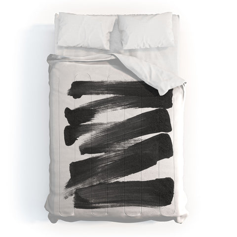 GalleryJ9 Black Brushstrokes Abstract Ink Painting Comforter