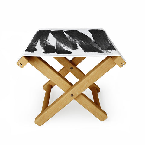 GalleryJ9 Black Brushstrokes Abstract Ink Painting Folding Stool