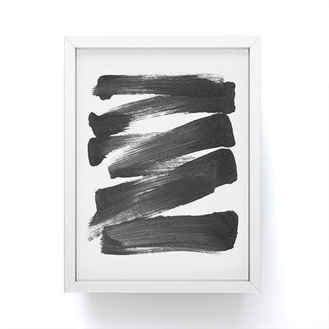 GalleryJ9 Black Brushstrokes Abstract Ink Painting Framed Mini Art Print