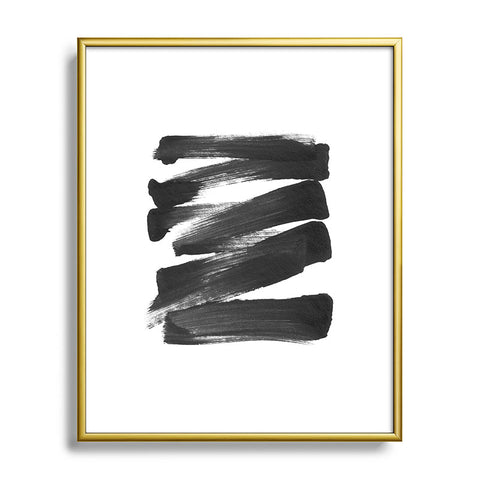 GalleryJ9 Black Brushstrokes Abstract Ink Painting Metal Framed Art Print