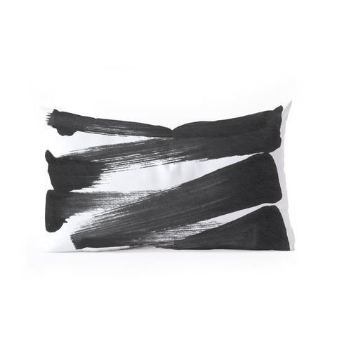 GalleryJ9 Black Brushstrokes Abstract Ink Painting Oblong Throw Pillow