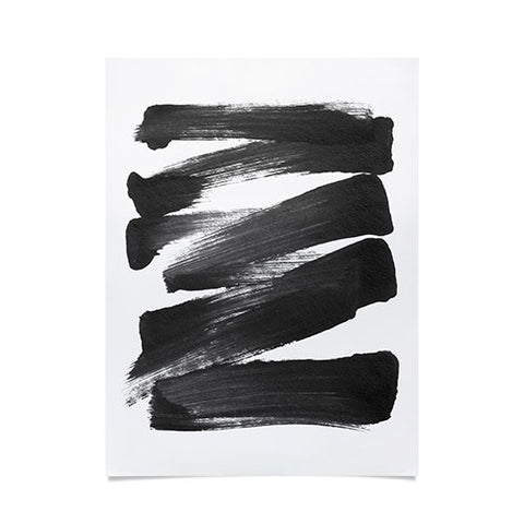 GalleryJ9 Black Brushstrokes Abstract Ink Painting Poster