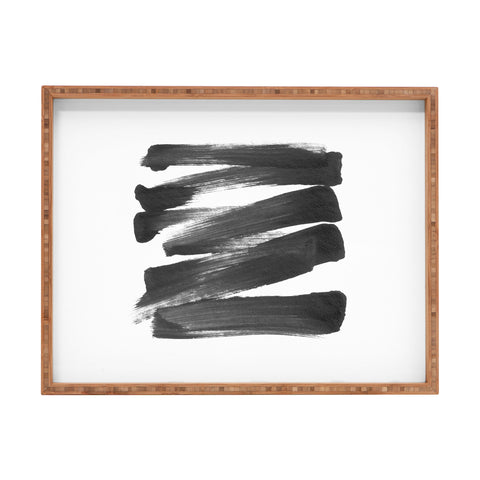 GalleryJ9 Black Brushstrokes Abstract Ink Painting Rectangular Tray