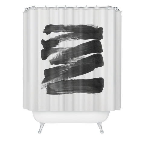 GalleryJ9 Black Brushstrokes Abstract Ink Painting Shower Curtain