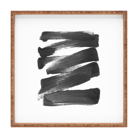 GalleryJ9 Black Brushstrokes Abstract Ink Painting Square Tray