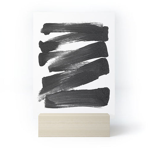 GalleryJ9 Black Brushstrokes Abstract Ink Painting Mini Art Print