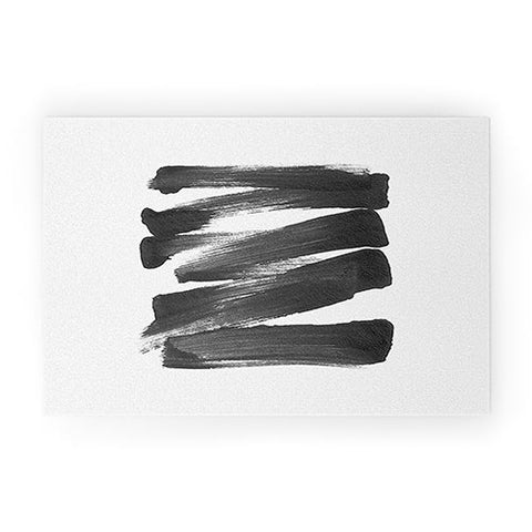 GalleryJ9 Black Brushstrokes Abstract Ink Painting Welcome Mat