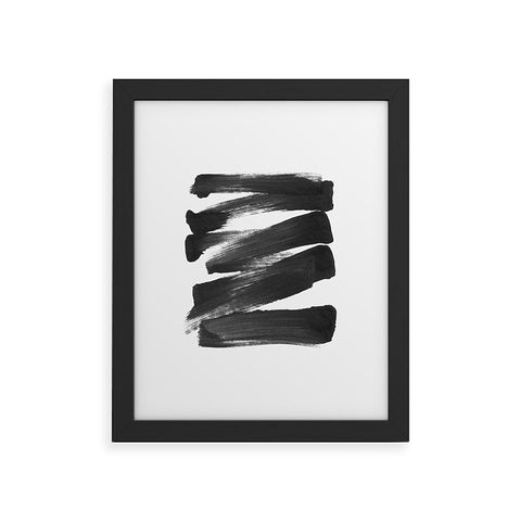 GalleryJ9 Black Brushstrokes Abstract Ink Painting Framed Art Print