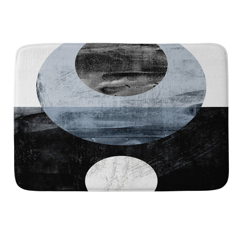 GalleryJ9 Circles Black and White Geometric Mid Century Modern Abstract Memory Foam Bath Mat