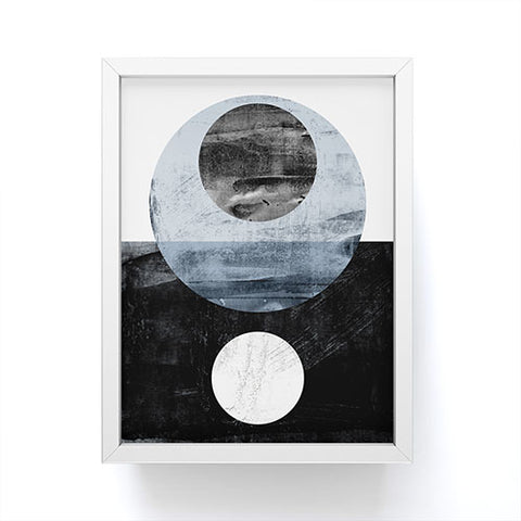 GalleryJ9 Circles Black and White Geometric Mid Century Modern Abstract Framed Mini Art Print
