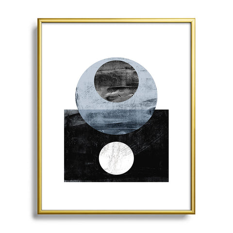 GalleryJ9 Circles Black and White Geometric Mid Century Modern Abstract Metal Framed Art Print