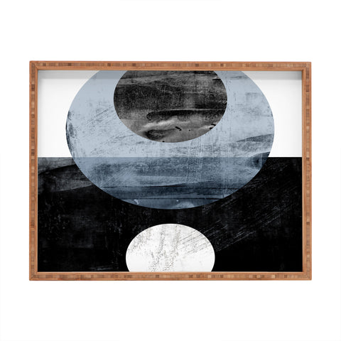 GalleryJ9 Circles Black and White Geometric Mid Century Modern Abstract Rectangular Tray