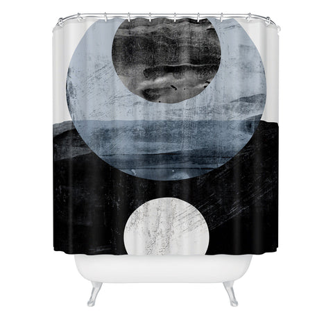GalleryJ9 Circles Black and White Geometric Mid Century Modern Abstract Shower Curtain