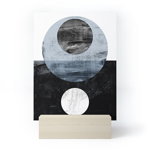 GalleryJ9 Circles Black and White Geometric Mid Century Modern Abstract Mini Art Print