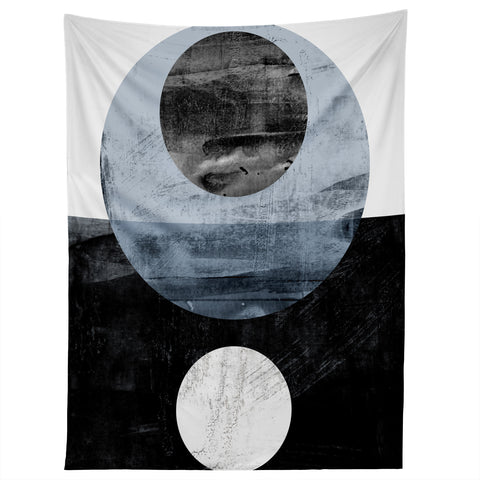 GalleryJ9 Circles Black and White Geometric Mid Century Modern Abstract Tapestry