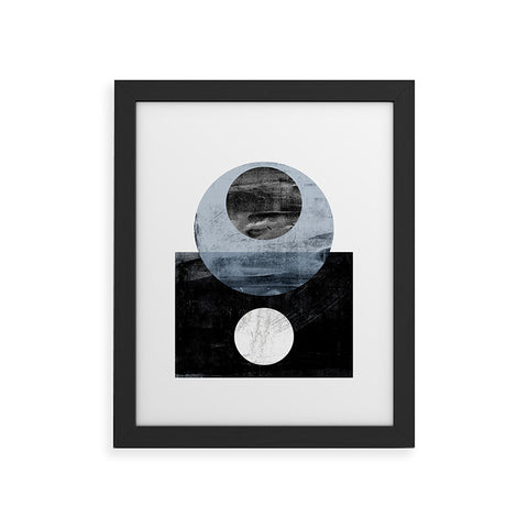 GalleryJ9 Circles Black and White Geometric Mid Century Modern Abstract Framed Art Print