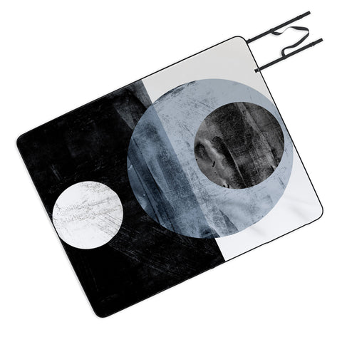 GalleryJ9 Circles Black and White Geometric Mid Century Modern Abstract Picnic Blanket