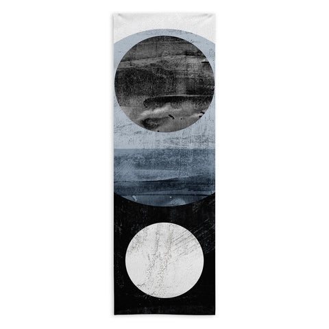 GalleryJ9 Circles Black and White Geometric Mid Century Modern Abstract Yoga Towel
