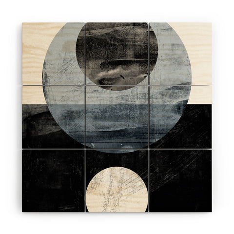 GalleryJ9 Circles Black and White Geometric Mid Century Modern Abstract Wood Wall Mural