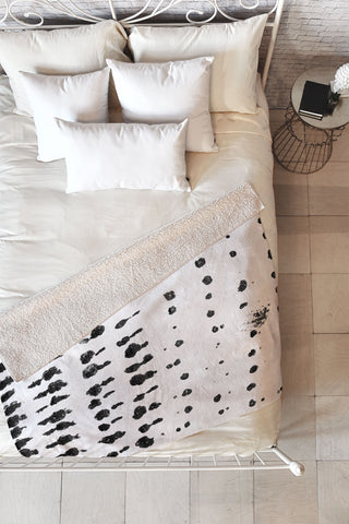 GalleryJ9 Medium Dots Pattern Black and White Distressed Texture Abstract Fleece Throw Blanket