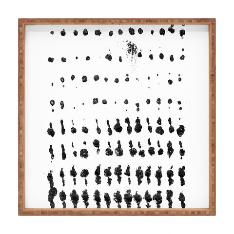 GalleryJ9 Medium Dots Pattern Black and White Distressed Texture Abstract Square Tray