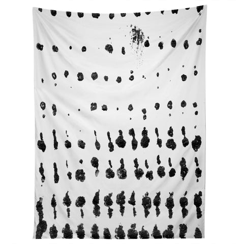 GalleryJ9 Medium Dots Pattern Black and White Distressed Texture Abstract Tapestry