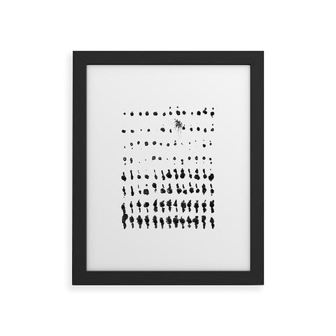 GalleryJ9 Medium Dots Pattern Black and White Distressed Texture Abstract Framed Art Print