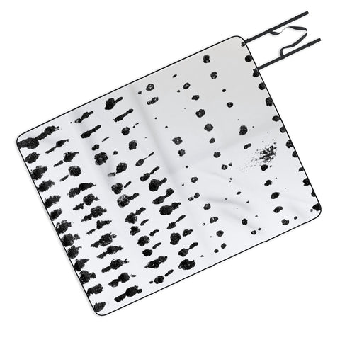 GalleryJ9 Medium Dots Pattern Black and White Distressed Texture Abstract Picnic Blanket