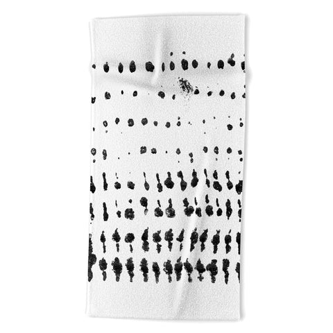 GalleryJ9 Medium Dots Pattern Black and White Distressed Texture Abstract Beach Towel