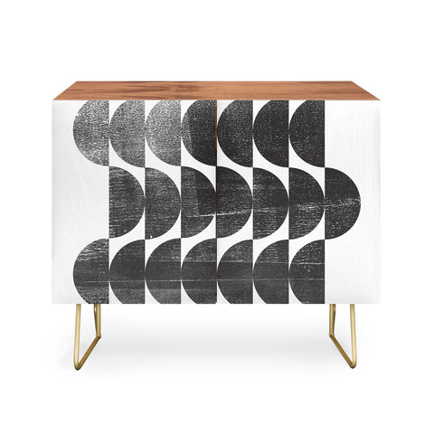 GalleryJ9 Mid Century Modern Op Art Black and White Pattern Credenza
