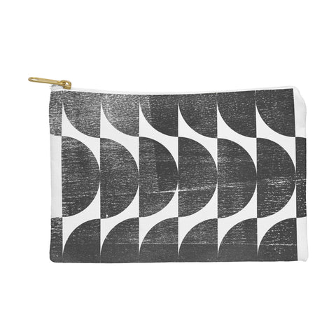 GalleryJ9 Mid Century Modern Op Art Black and White Pattern Pouch