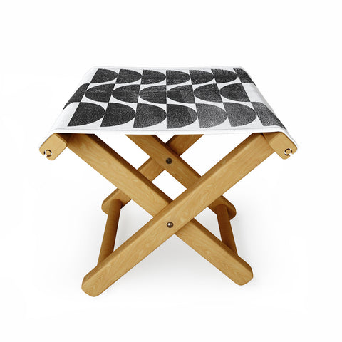 GalleryJ9 Mid Century Modern Op Art Black and White Pattern Folding Stool