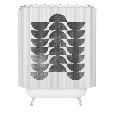 GalleryJ9 Mid Century Modern Op Art Black and White Pattern Shower Curtain