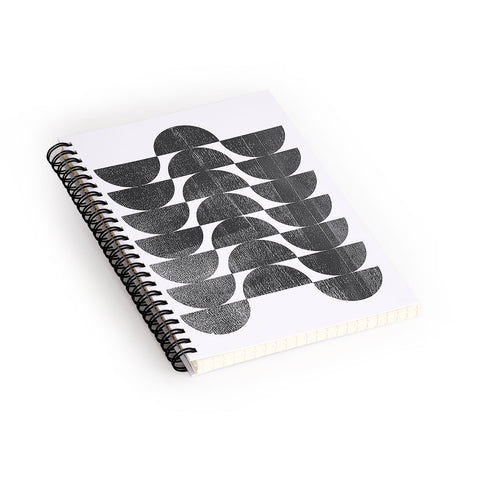 GalleryJ9 Mid Century Modern Op Art Black and White Pattern Spiral Notebook