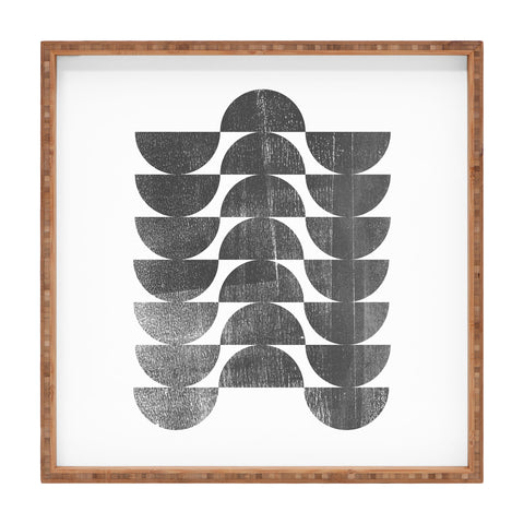 GalleryJ9 Mid Century Modern Op Art Black and White Pattern Square Tray