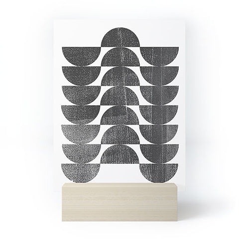 GalleryJ9 Mid Century Modern Op Art Black and White Pattern Mini Art Print