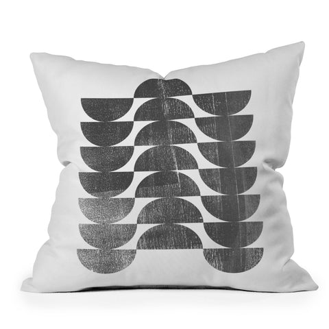 GalleryJ9 Mid Century Modern Op Art Black and White Pattern Throw Pillow