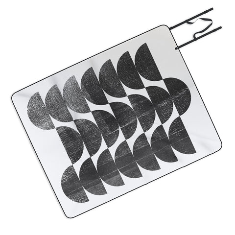 GalleryJ9 Mid Century Modern Op Art Black and White Pattern Picnic Blanket